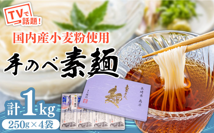 【手のべ陣川】島原 手延べ そうめん 1kg / GS-20 / 化粧箱 袋入 手延べ 麺 / 南島原市 / ながいけ [SCH006]