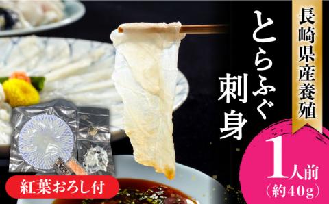 【2026年1月～発送】長崎県産 とらふぐ刺身1人前（皮、紅葉おろし、ポン酢付）/ ふぐ フグ 河豚 トラフグ ふぐ刺し / 南島原市 / 大和庵 [SCJ011]