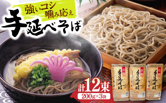 【希少！強いコシ】手延べ そば 600g (200ｇ×3袋) / 蕎麦 ソバ そば 乾麺 麺 4000 4000円 / 南島原市 / 野村屋 [SCS014]