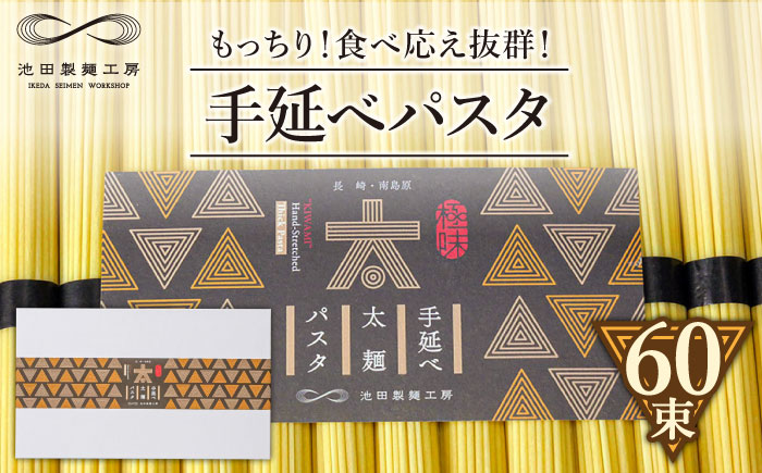 手延べ太麺パスタ 3kg (50g×60束) / パスタ ぱすた スパゲッティ 麺 乾麺 / 南島原市 / 池田製麺工房 [SDA074]