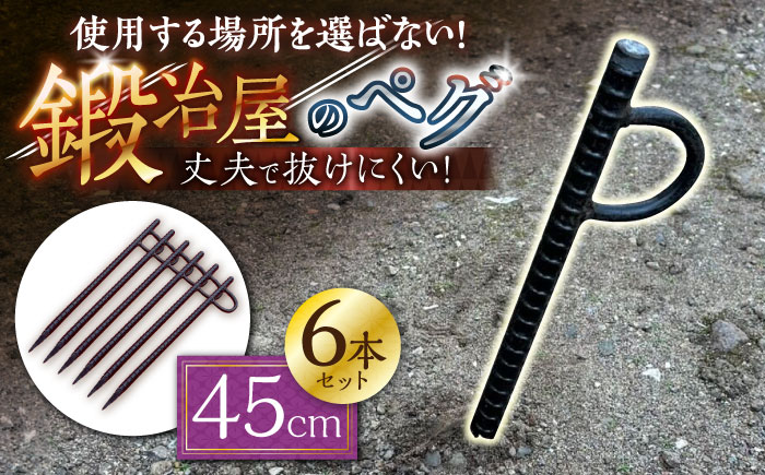 鍛造ペグ 45cm 6本セット/ キャンプ キャンプ用品 ペグ キャンプ場 アウトドア用品 / 南島原市 / 重光刃物鍛造工場 [SEJ017]