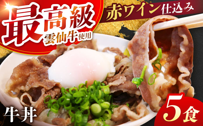 【最高級ブランド牛使用】 牛丼　5食 (90g×5パック) 赤ワイン仕込み 冷凍 レトルト 惣菜 肉 牛肉 小分け / 南島原市 / 道の駅ひまわり [SFR006]