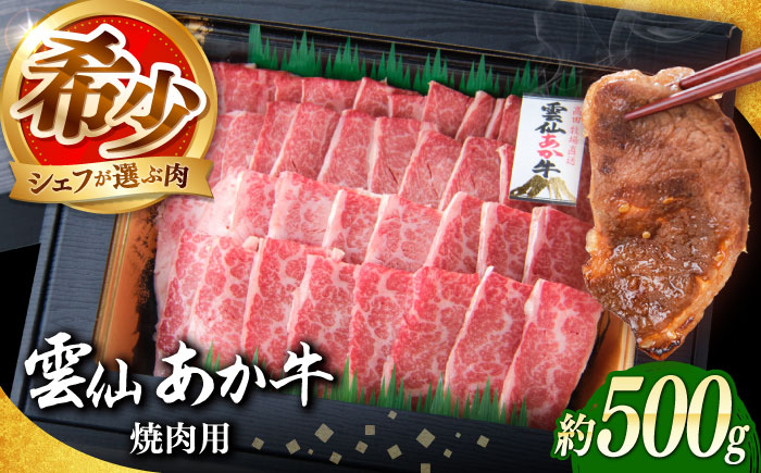 【希少】雲仙 あか牛 焼肉用 500g / 国産 長崎和牛 牛 牛肉 冷凍 / 南島原市 / 株式会社高田牧場 [SGQ007]