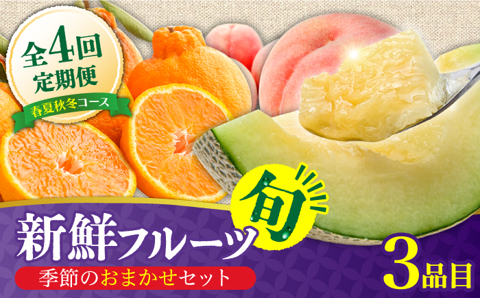【4回定期便】フルーツ定期便 旬の果物をお任せで3品目お届け（3品目×4回） / 季節の果物 春フルーツ 夏フルーツ 秋フルーツ 冬フルーツ / 南島原市 / 吉岡青果 [SCZ020]