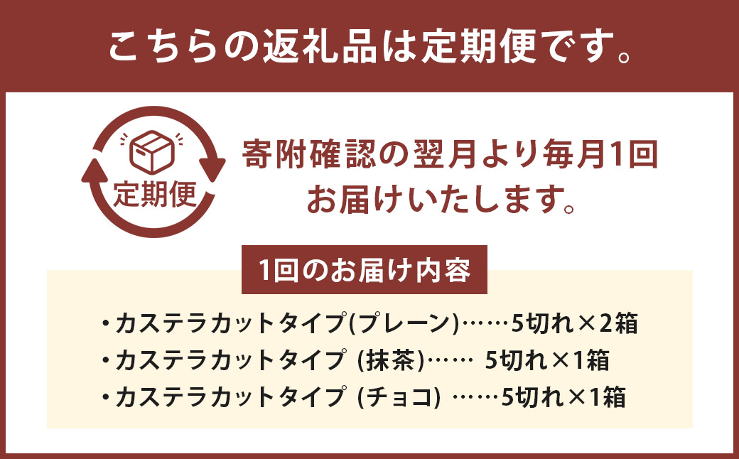 【6ヶ月定期便】 カット包装カステラ4箱入