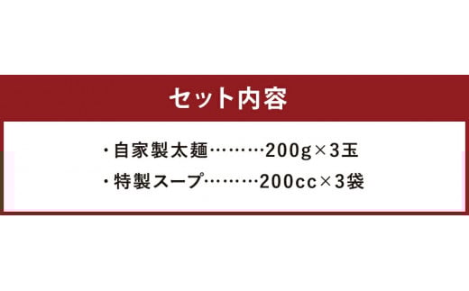 【長崎で行列ができるラーメン店】つけ麺 3食分 セット 太麺