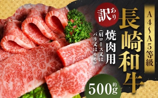 【訳あり】【A4～A5】 長崎和牛 焼肉用 約500g