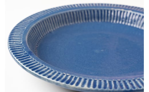 瑠璃色 皿 パスタ皿 28cm ルリ釉 [抱星窯 長崎県 東彼杵町 hs42bag390002] パスタ カレー 皿 土物 万能皿 青い皿 ブルー