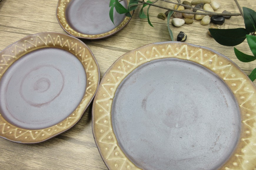 皿 セット なぶりリム 23cm 18cm 14cm 各2枚 計6枚 [文珠会 障害者支援施設 常明園 長崎県 東彼杵町 hs42bag350000] 皿 お皿 お皿セット