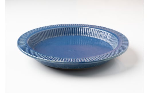 瑠璃色 皿 パスタ皿 28cm ルリ釉 [抱星窯 長崎県 東彼杵町 hs42bag390002] パスタ カレー 皿 土物 万能皿 青い皿 ブルー