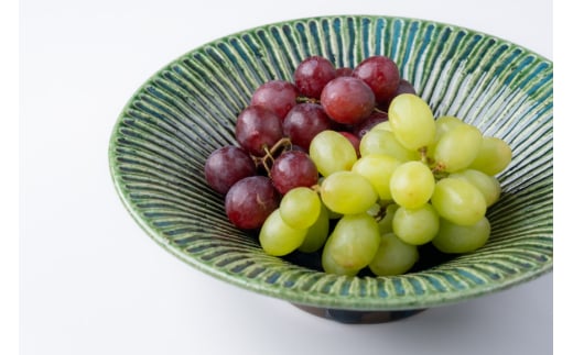 しのぎ 皿 しのぎ深鉢 23cm 織部釉 [抱星窯 長崎県 東彼杵町 hs42bag390004] しのぎ紋 土物 グリーン 濃緑