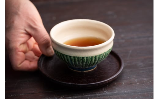 織部 茶器 汲出し湯呑み 5個セット 織部釉 [抱星窯 長崎県 東彼杵町 hs42bag390008] 土物 湯呑み グリーン 濃緑