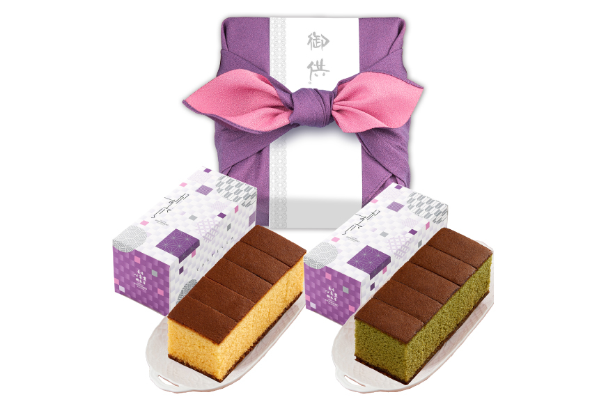 カステラ 仏事用 風呂敷包み カステラ 0.3号 155g 2本セット [長崎カステラセンター心泉堂 長崎県 東彼杵町 hs42bag180008] 和菓子 かすてら 長崎 お菓子 おやつ