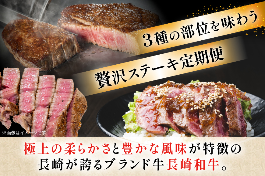 牛肉 和牛 定期便 長崎和牛 ステーキ 食べ比べ 3回 ヒレ ランプ サーロイン 総計1.0kg [黒牛 長崎県 東彼杵町 hs42bag750004] 赤身肉 赤身肉ステーキ 赤身ステーキ ヒレステーキ サーロインステーキ ランプ