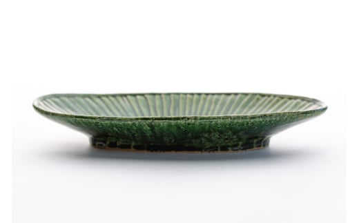 織部 皿 楕円皿 ペア 織部釉 [抱星窯 長崎県 東彼杵町 hs42bag390009] 土物 グリーン 濃緑