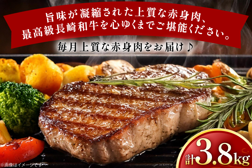 牛肉 長崎和牛 赤身 モモ焼肉 モモスライス ランプステーキ ヒレステーキ もも切り落とし 約2人前 12回 総計3.8kg [黒牛 長崎県 東彼杵町 hs42bag750018] 赤身肉 焼き肉 モモ もも ヒレ ランプ ステーキ 切り落とし