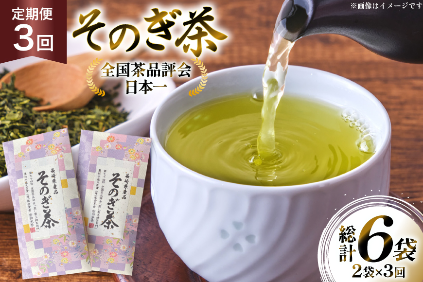 茶 お茶 緑茶 定期便 毎月 そのぎ茶 100g 2袋 3回 総計6袋 [月香園製茶 長崎県 東彼杵町 hs42bag260014] 日本茶 茶葉 ちゃ りょくちゃ 彼杵茶 全国茶品評会 農林水産大臣賞 産地賞 受賞