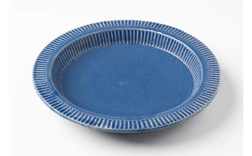 瑠璃色 皿 パスタ皿 28cm ルリ釉 [抱星窯 長崎県 東彼杵町 hs42bag390002] パスタ カレー 皿 土物 万能皿 青い皿 ブルー