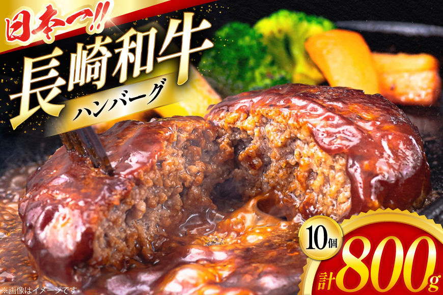 ハンバーグ 冷凍 長崎和牛 手作り ハンバーグ 80g 10個 計800g [大川ストアー 長崎県 東彼杵町 hs42bag580001] はんばーぐ ハンバーグ 湯銭