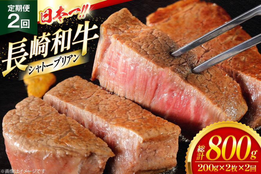 シャトーブリアン 定期便 長崎和牛 シャトーブリアン 200g 2枚 2回 総計800g [大川ストアー 長崎県 東彼杵町 hs42bag580018] シャトーブリアン