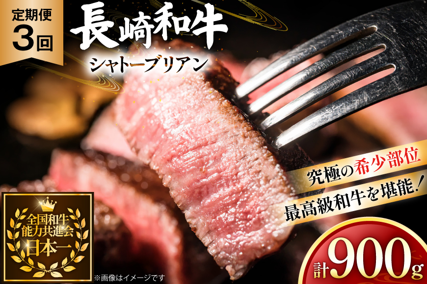牛肉 長崎和牛 定期便 シャトーブリアン 約150g 2枚 3回 総計900g [黒牛 長崎県 東彼杵町 hs42bag750065] ヒレ シャトーブリアン シャトー ステーキ ヒレステーキ