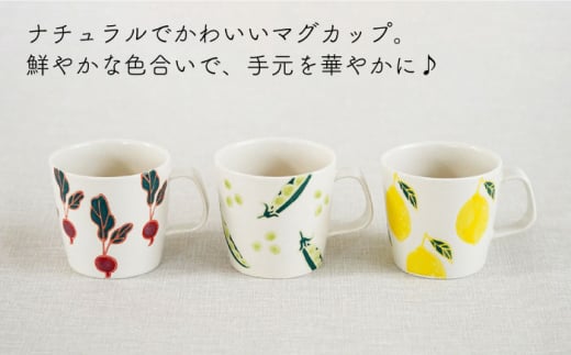 【波佐見焼】フレッシュアート マグカップ 3種 〈ビーン・ラディッシュ・レモン〉【菊祥陶器】 [OAQ007]