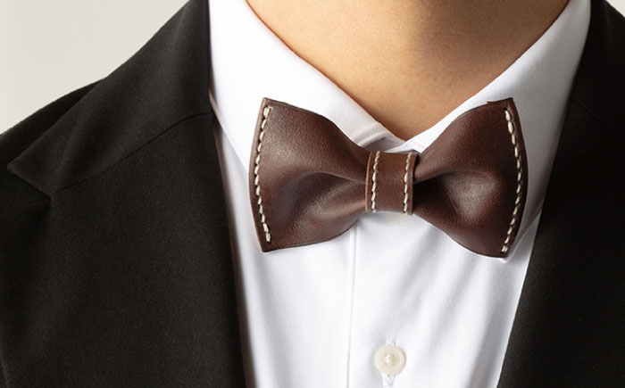 【ブラウン】本格レザー蝶ネクタイ【kazu Gee factory】 [OBG001-3]