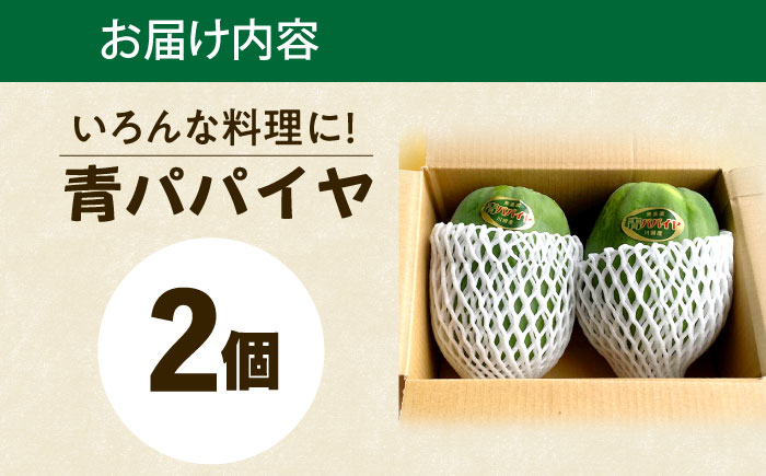 青パパイヤ 2個(約2kg) 栽培期間中農薬不使用【あい農産】 [OBM004]