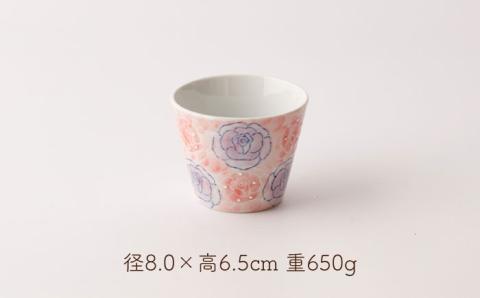 【波佐見焼】彩 バラ コップ 5客セット 直径約8cm 高さ約6.5cm/陶器 皿 陶磁器 食器 お皿 【長崎慈光園】 [OAM001]