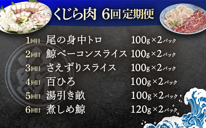 【6回定期便】くじら肉三昧 王道部位6種【中島(鯨)商店】 [OBR005]