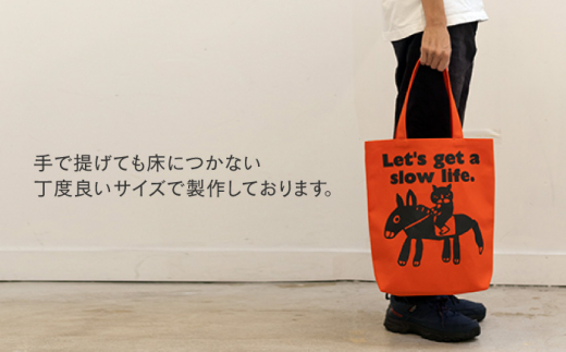 「猫とロバ」トートバッグ オレンジ【TETSUO CORPORATION】 [OCS002]