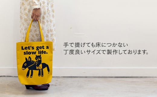 「猫とロバ」トートバッグ からし イエロー【TETSUO CORPORATION】 [OCS003]