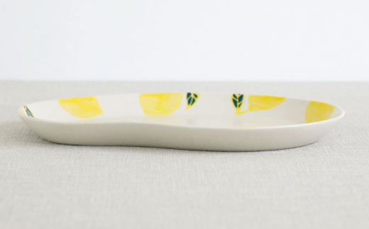 【波佐見焼】フレッシュアート ビーン プレート 2柄セット〈リンゴ・レモン〉【菊祥陶器】 [OAQ046]
