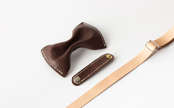 【ブラック】本格レザー蝶ネクタイ【kazu Gee factory】 [OBG001-5]