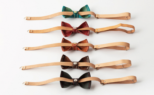 【ワインレッド】本格レザー蝶ネクタイ【kazu Gee factory】 [OBG001-2]