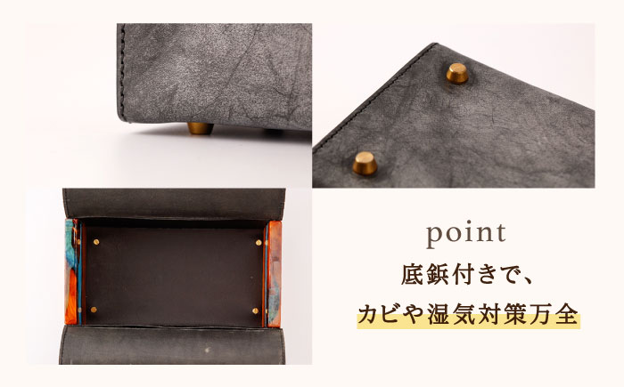 レザー × ウッドレジン ティッシュケース [OBG015]