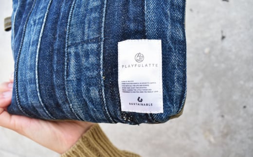 デニム ポーチ 〈ストライプ柄〉【PLAYFULATTE】 [OBO003]