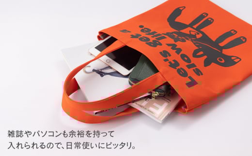 「猫とロバ」トートバッグ オレンジ【TETSUO CORPORATION】 [OCS002]