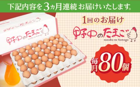 【3回定期便】産みたて新鮮卵 野中のたまご  80個×3回 計240個【野中鶏卵】 [OAC007] /卵 たまご 高級卵 卵焼き 卵かけご飯 たまご 濃厚たまご タマゴ