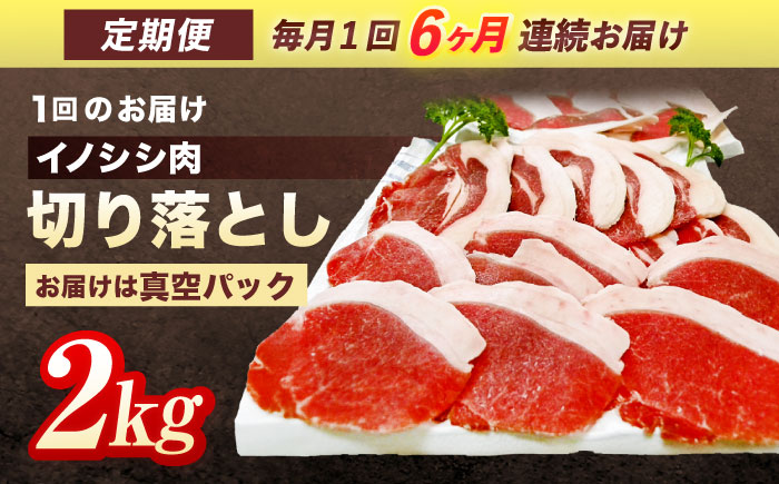 【6回定期便】ジビエ 天然イノシシ肉 切り落とし2kg（ぼたん鍋・煮込料理・野菜炒め用等）【照本食肉加工所】 [OAJ023]