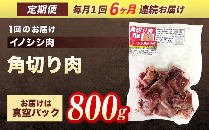 【12回定期便】ジビエ 天然イノシシ肉 角切り肉 800g（カレー・シチュー）【照本食肉加工所】 [OAJ063]