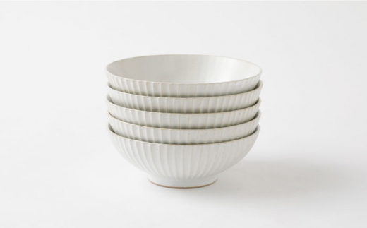 【波佐見焼】陶器 しのぎシリーズ 多用鉢 白 5個セット/陶器 皿 陶磁器 食器 お皿 和柄【山下陶苑】 [OAP005]