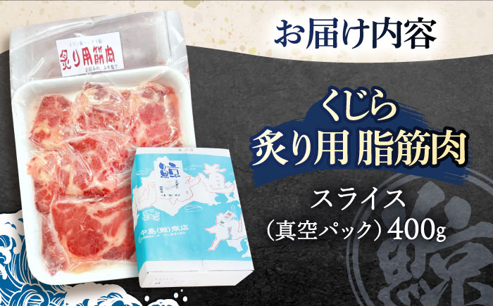 くじらの炙り用脂筋肉 生スライス400g【中島(鯨)商店】[OBR007] / クジラ 魚介 くじら おつまみ