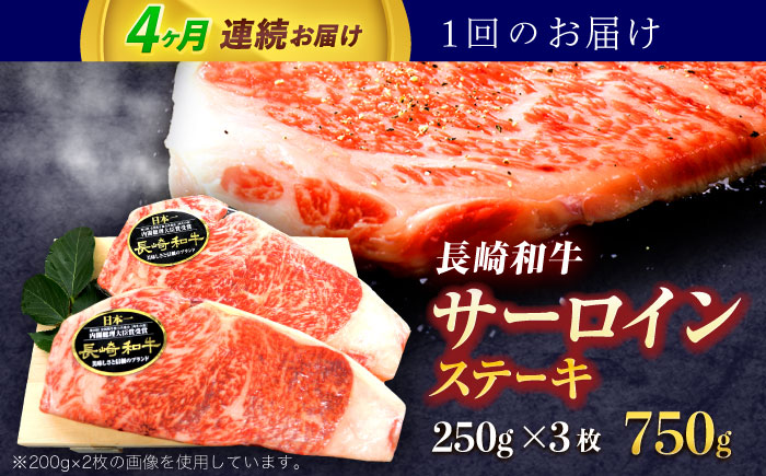 【4回定期便】長崎和牛サーロインステーキ 約750g(250g×3枚)【株式会社 黒牛】 [OCE048] / 長崎県産和牛 牛肉 サーロインステーキ 国産牛 牛肉 サーロインステーキ 牛 肉 サーロインステーキ サーロイン ステーキ ぎゅうにく A4ランクサーロインステーキ 上質牛肉 高級