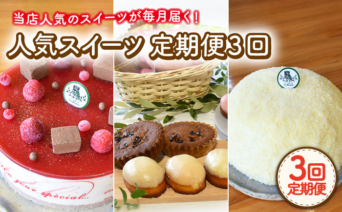 【12月配送無し】【3回定期便】毎月わくわくスイーツ定期便♪ 大人気〈ババロア・レアチーズケーキ・焼菓子〉【Sweets夢工房 ル・リアン】[OAD011] / スイーツ 焼菓子 焼き菓子 洋菓子