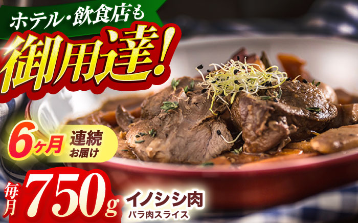 【6回定期便】ジビエ 天然 猪肉 バラ肉スライス 750g【照本食肉加工所】[OAJ050] / 猪肉 いのしし ぼたん鍋 しし鍋 猪肉