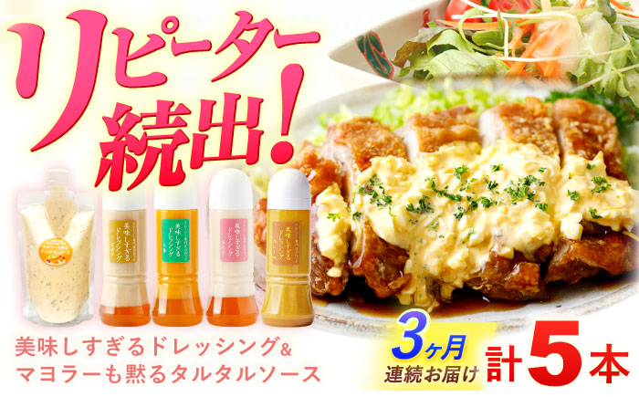 【3回定期便】スムージー専門店が作った ドレッシング 300g×4本（たまねぎ・人参・ごぼう・カレー）＆タルタルソース 300gパウチ【ビタミン・スタンド】 [OAK030]