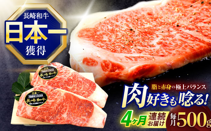 【4回定期便】長崎和牛サーロインステーキ 約500g(250g×2枚)【株式会社 黒牛】 [OCE046] / 長崎県産和牛 牛肉 サーロインステーキ 国産牛 牛肉 サーロインステーキ 牛 肉 サーロインステーキ サーロイン ステーキ ぎゅうにく A4ランクサーロインステーキ 上質牛肉 高級