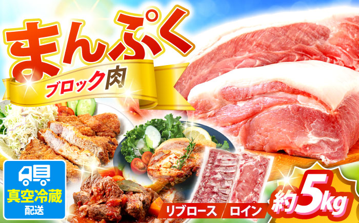 真空冷蔵 豚ロースブロック 約5kg（リブロースとロイン 2種セット）【日本フードパッカー株式会社】 [OCJ001]