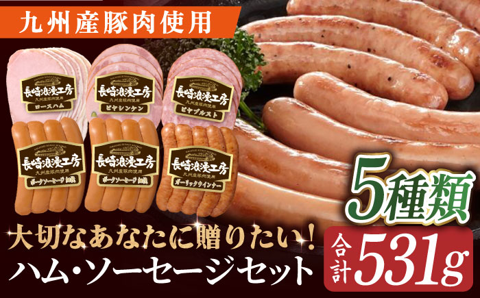 長崎浪漫工房 九州産豚肉使用 ハム・ソーセージ詰合せ 計5種 6パック531g  [OCQ006]